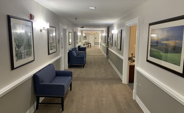 Noble Senior Living at Culpepper hallway seating area
