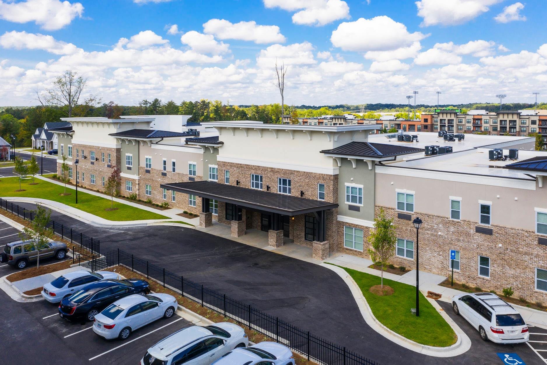 The Mansions at Gwinnett Park Assisted Living and Memory Care aerial view of community