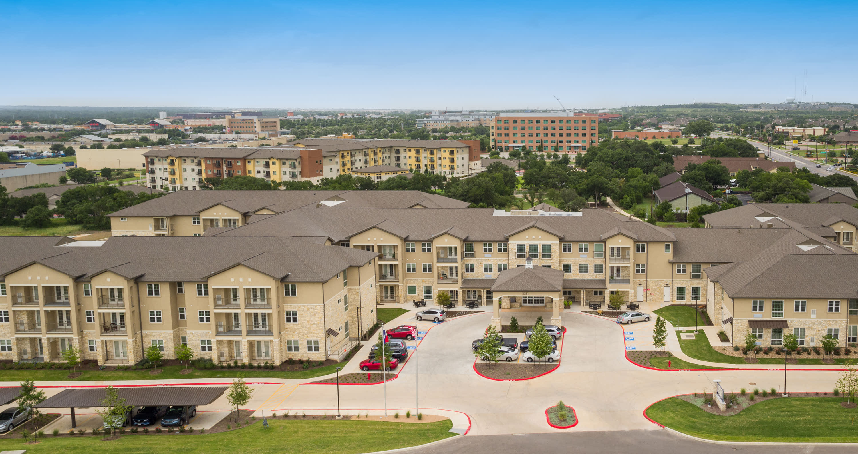 The Enclave at Round Rock Senior Living aerial view of community