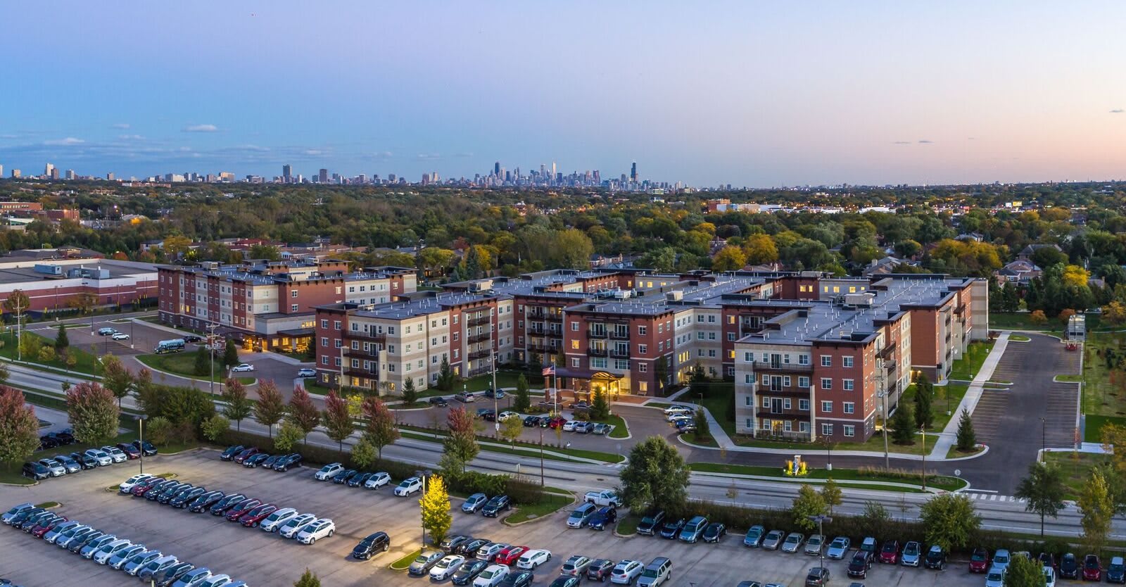 The Carrington at Lincolnwood aerial view of community