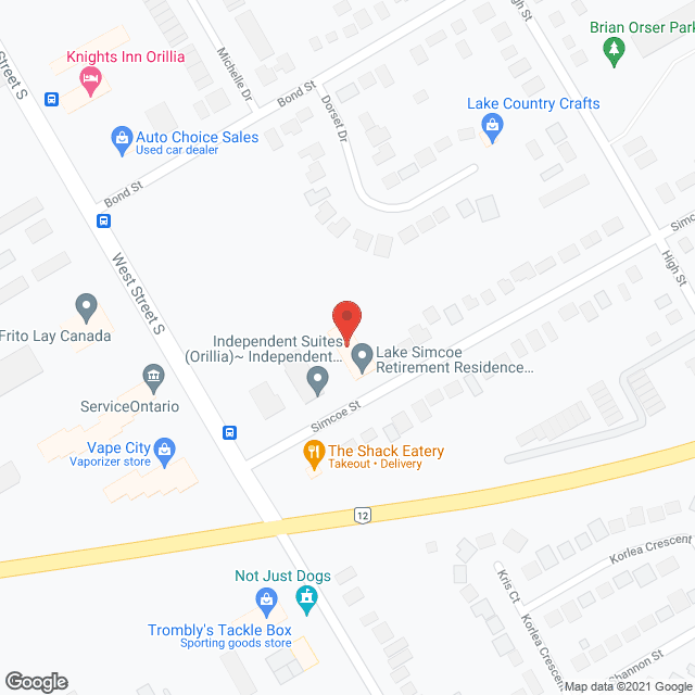 Simcoe Retirement Living in google map