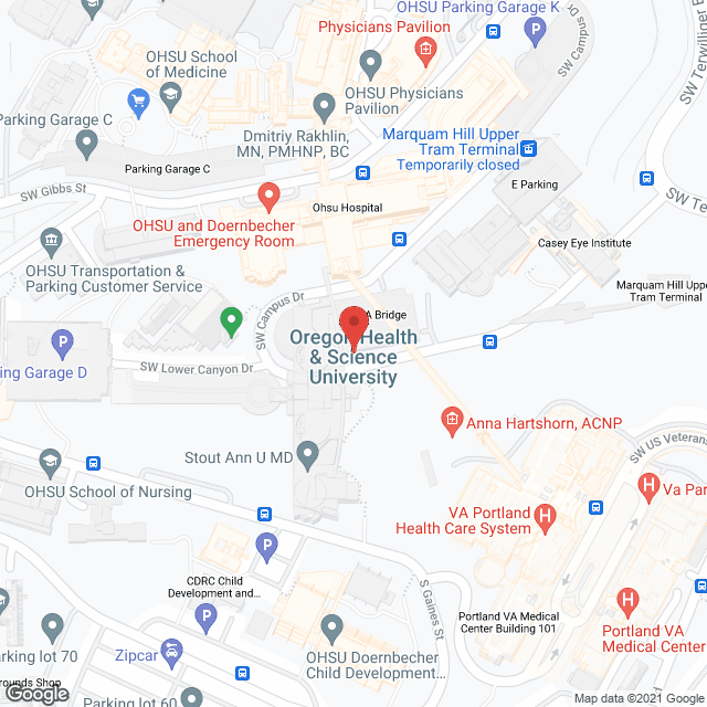 OHSU Hospital and Clinics in google map