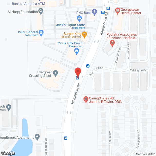 Evergreen Crossing and the Lofts in google map