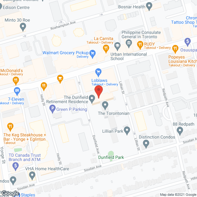 The Dunfield Retirement Residence Toronto in google map