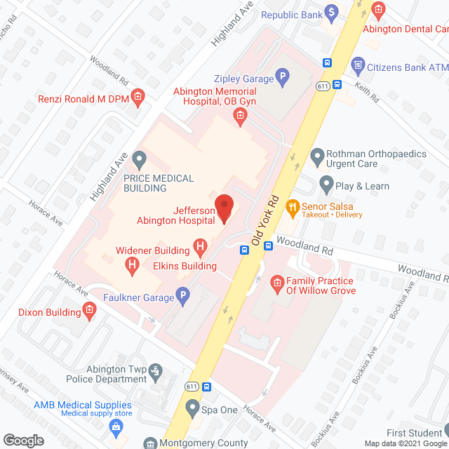 Abington Memorial Hospital in google map