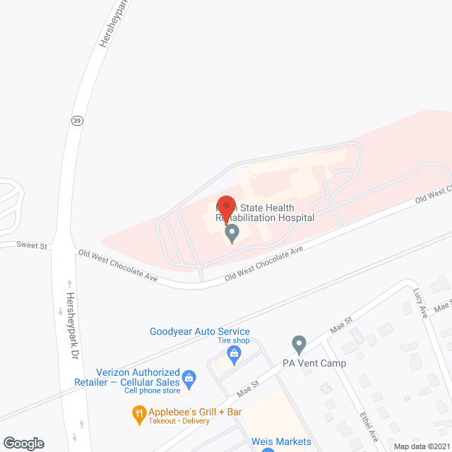 Penn State Hershey Rehabilitation Hospital in google map