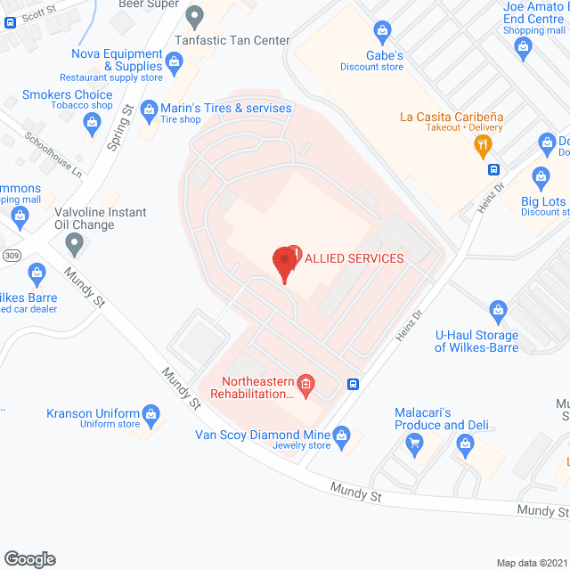 Allied Services - John Heinz Rehab in google map