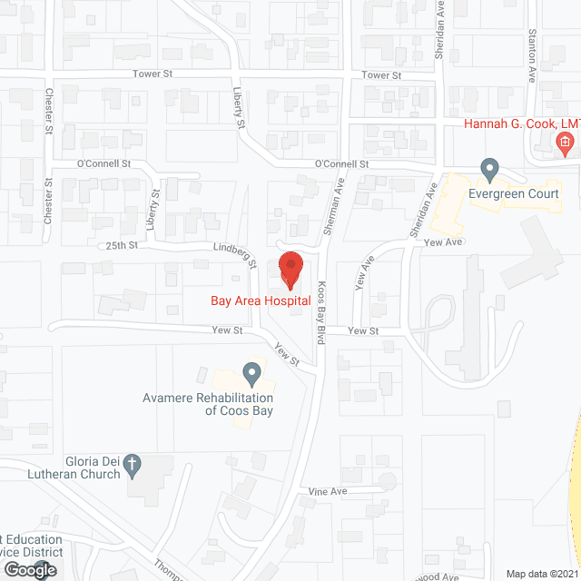 Bay Area Hospital in google map