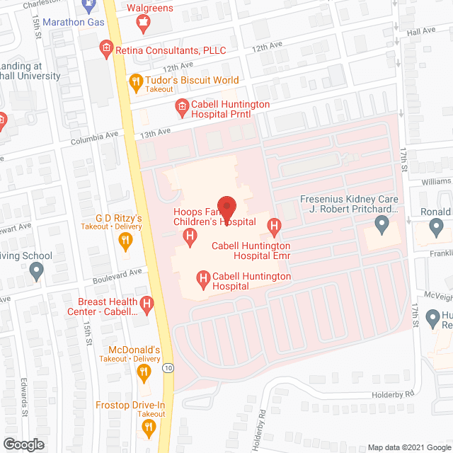 Cabell Huntington Hospital in google map
