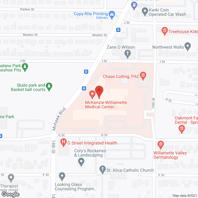 Mc Kenzie-Willamette Hospital in google map