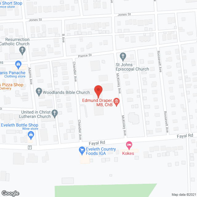 Eveleth Health Svc Park in google map