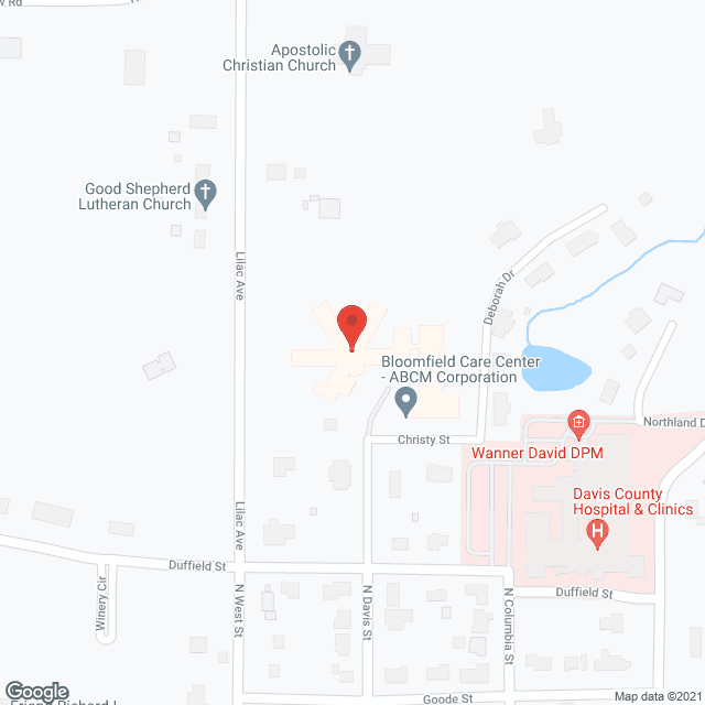 Mulberry Place and Bloomfield Care Ctr in google map