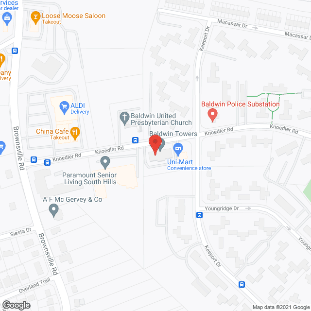 Baldwin Towers in google map