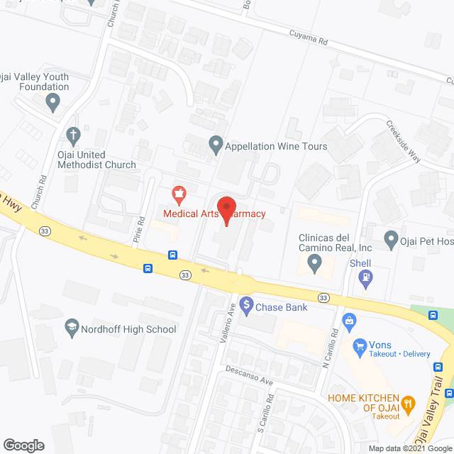 Ojai Valley Community Hospital in google map