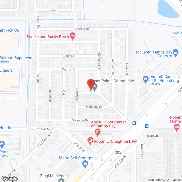 Sunset Palms Community in google map