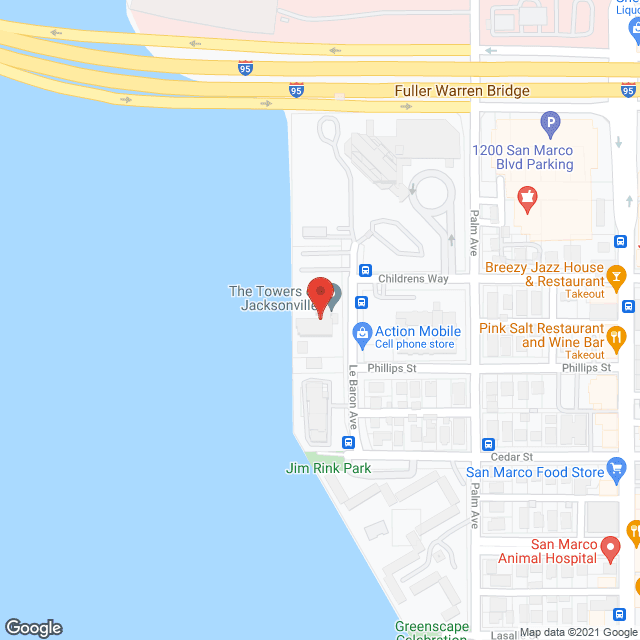 The Towers of Jacksonville in google map