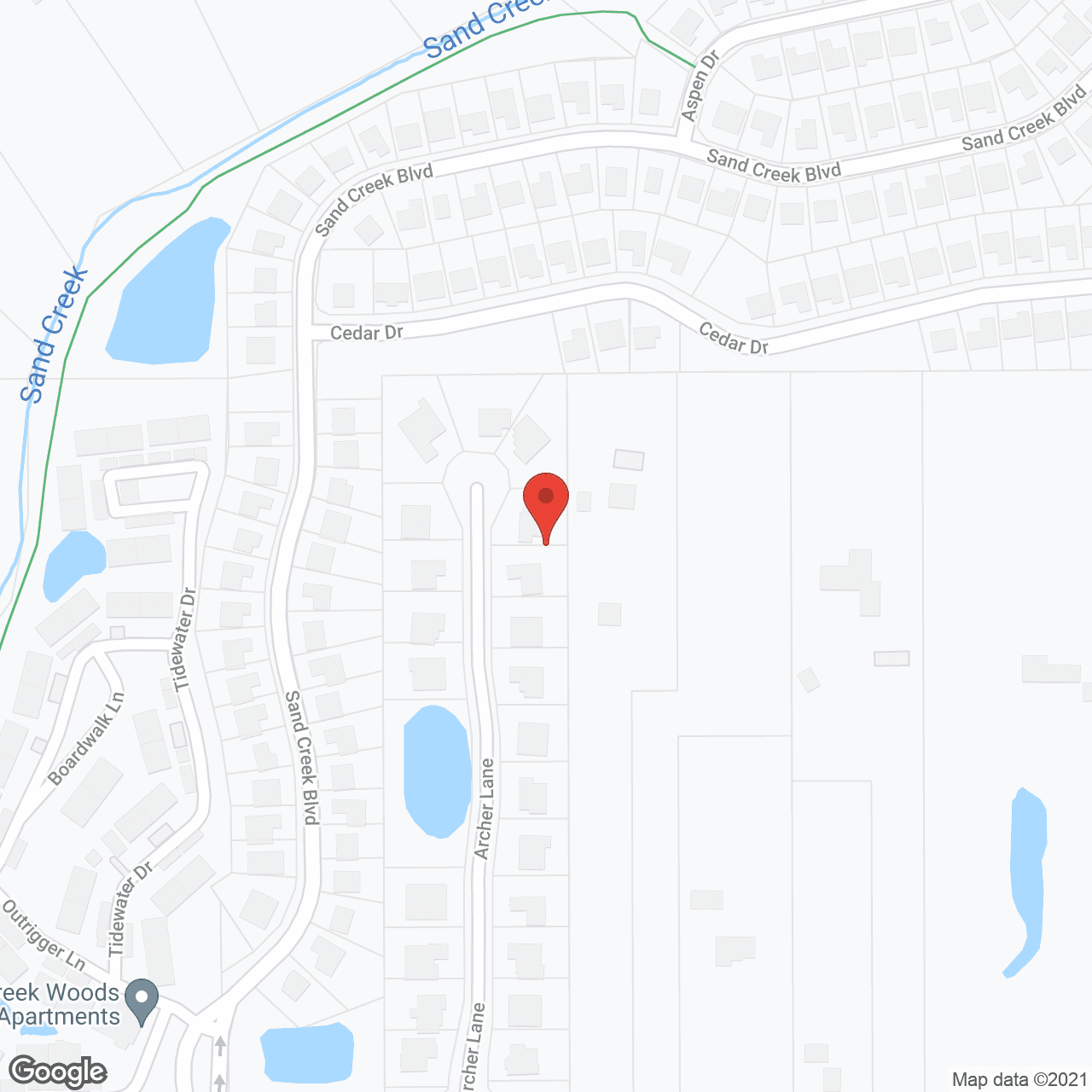 Lake Meadows in google map