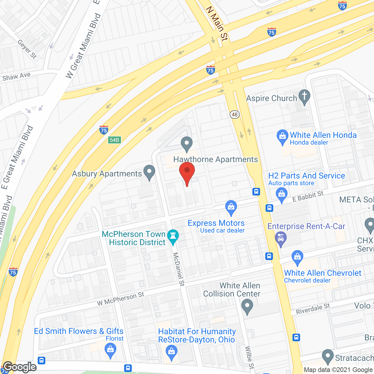 Asbury Apartments in google map