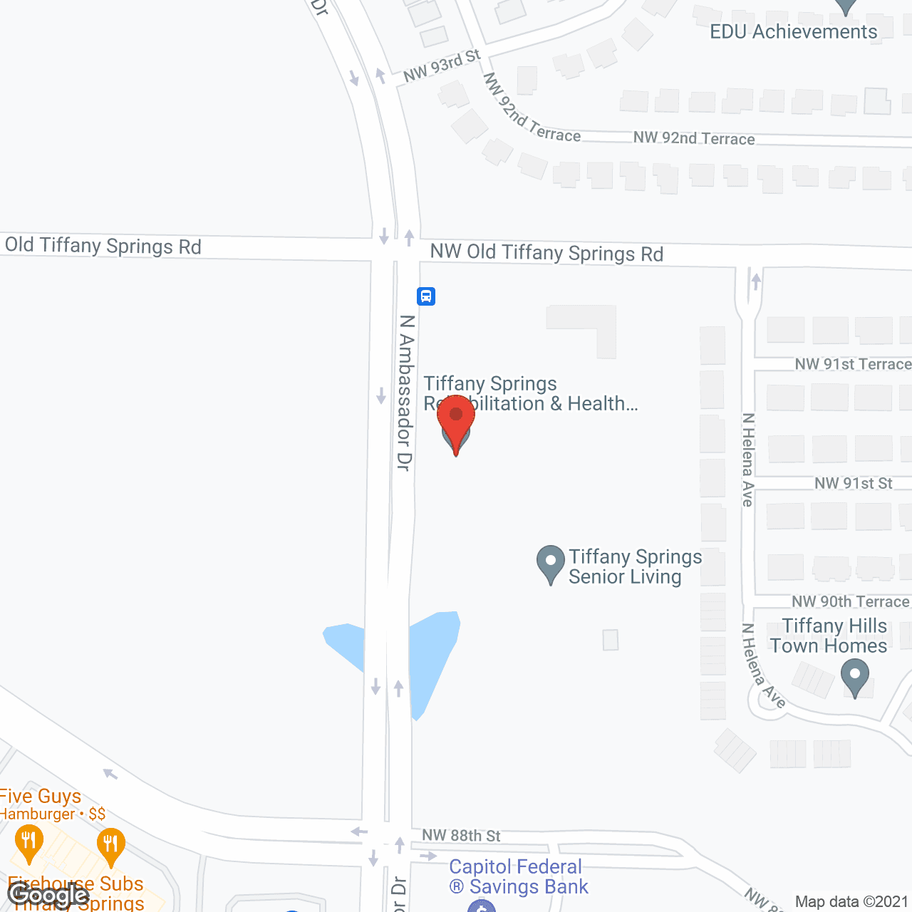 Tiffany Springs Senior Living in google map