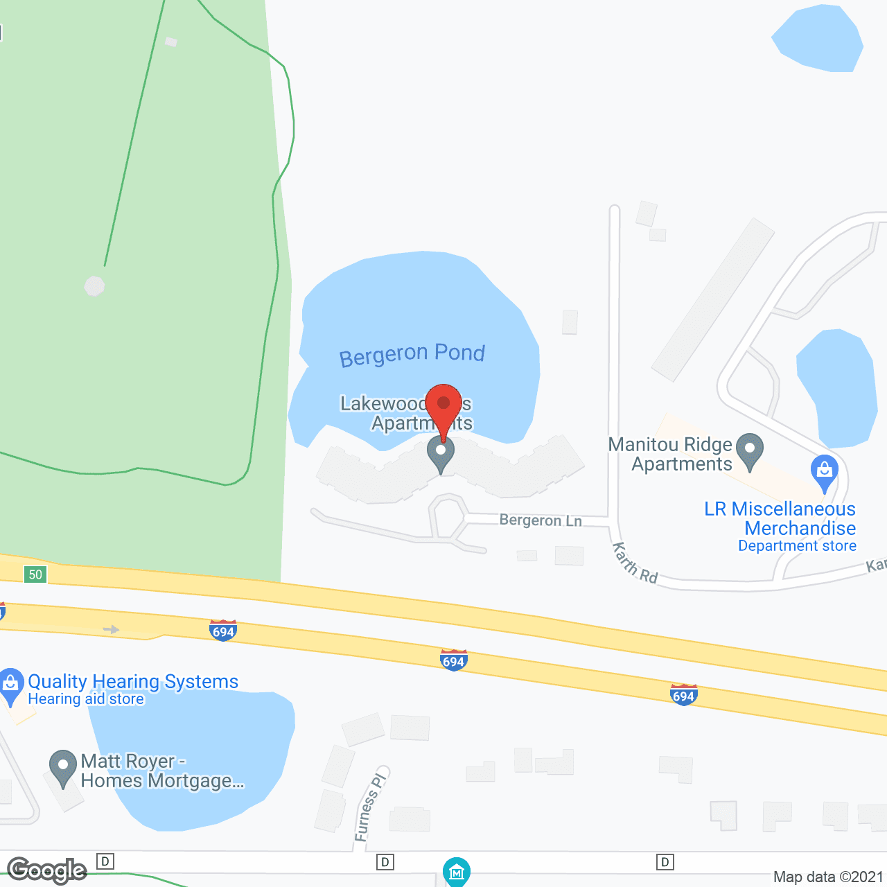 Lakewood Hills in google map