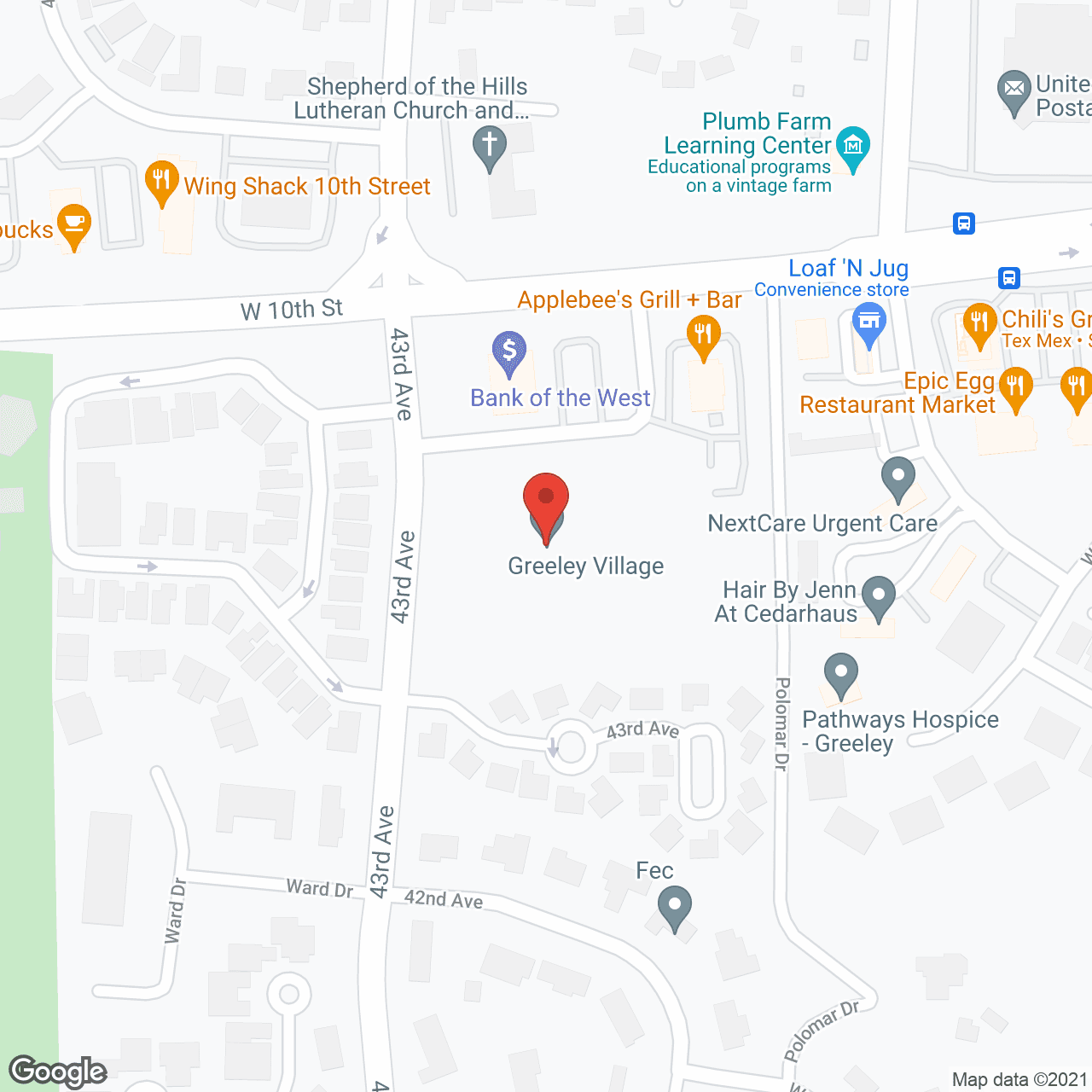 Greeley Village in google map