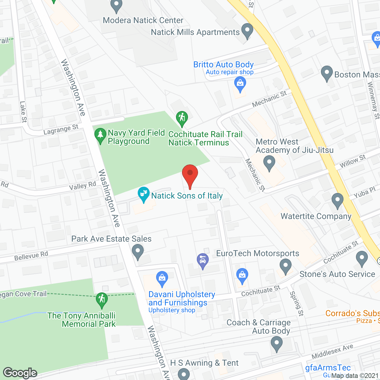 Avenu at Natick in google map