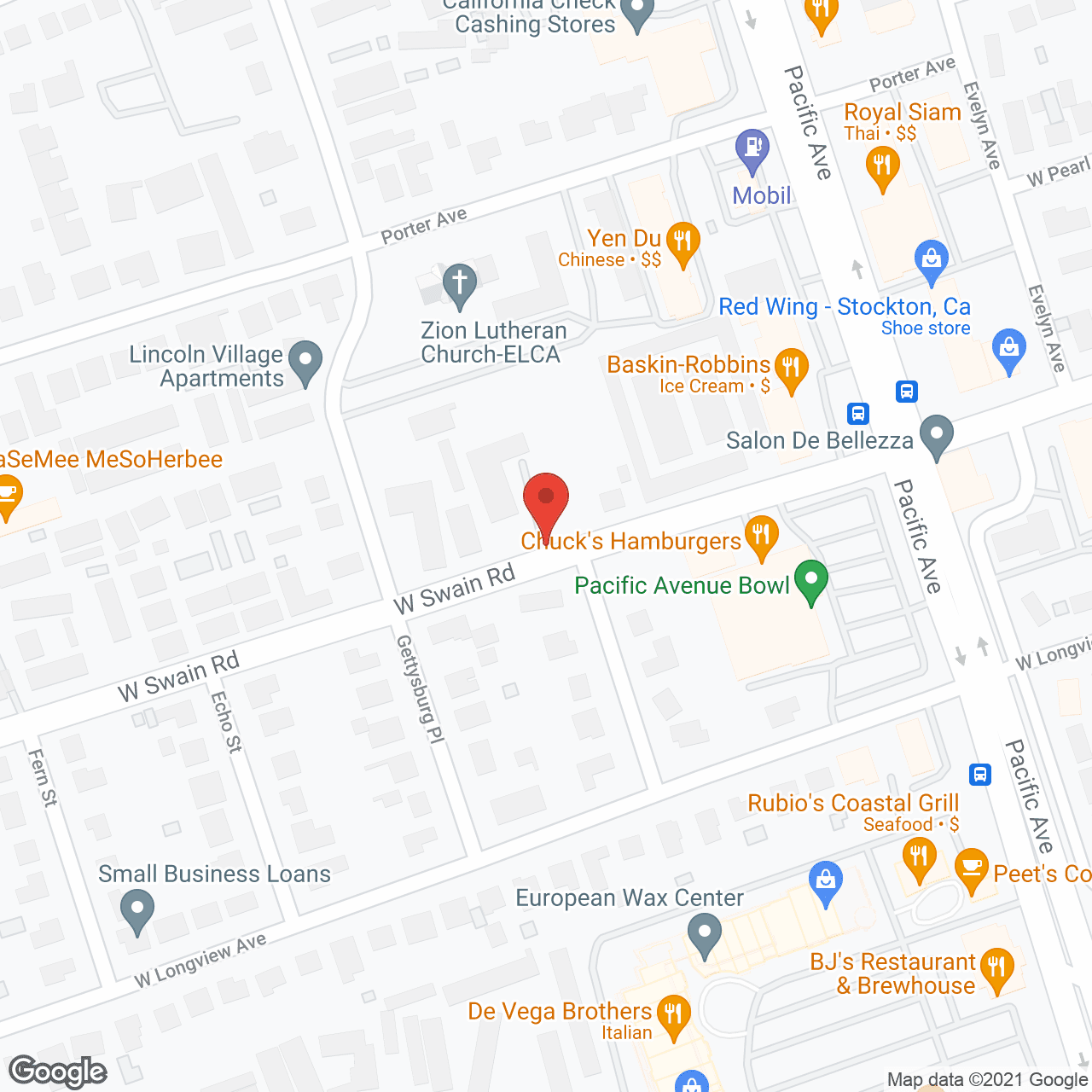 Sunny Place of Stockton in google map