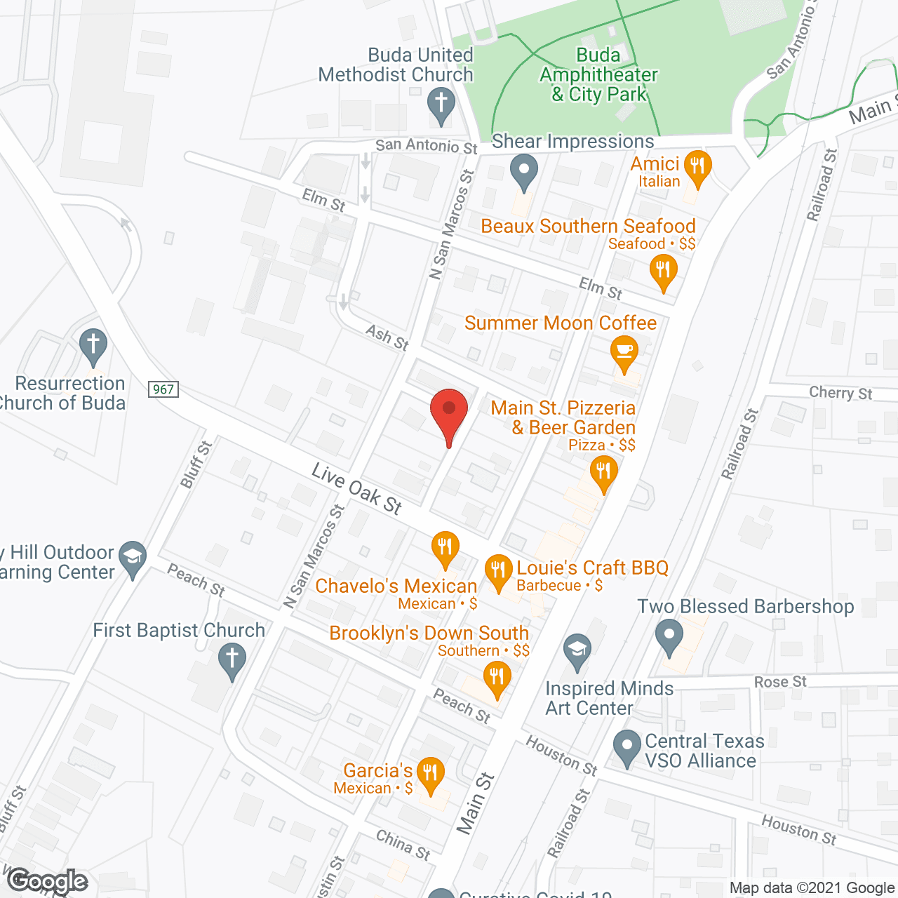 Buda Oaks in google map
