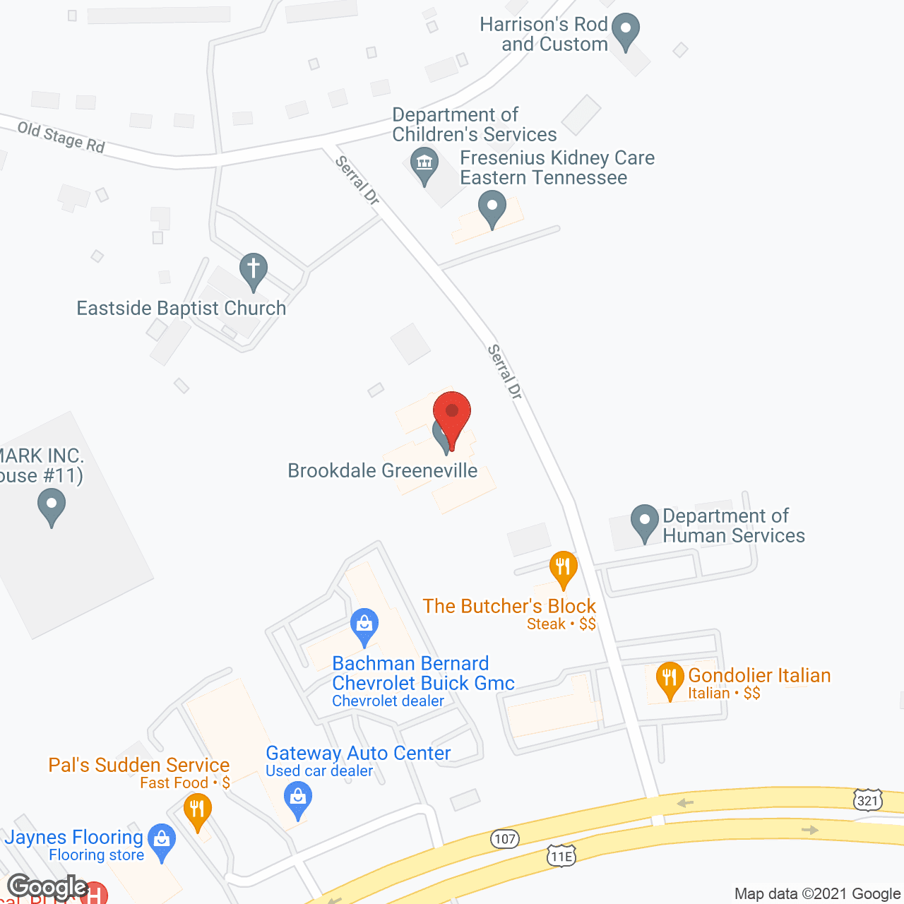 Brookdale Greeneville in google map