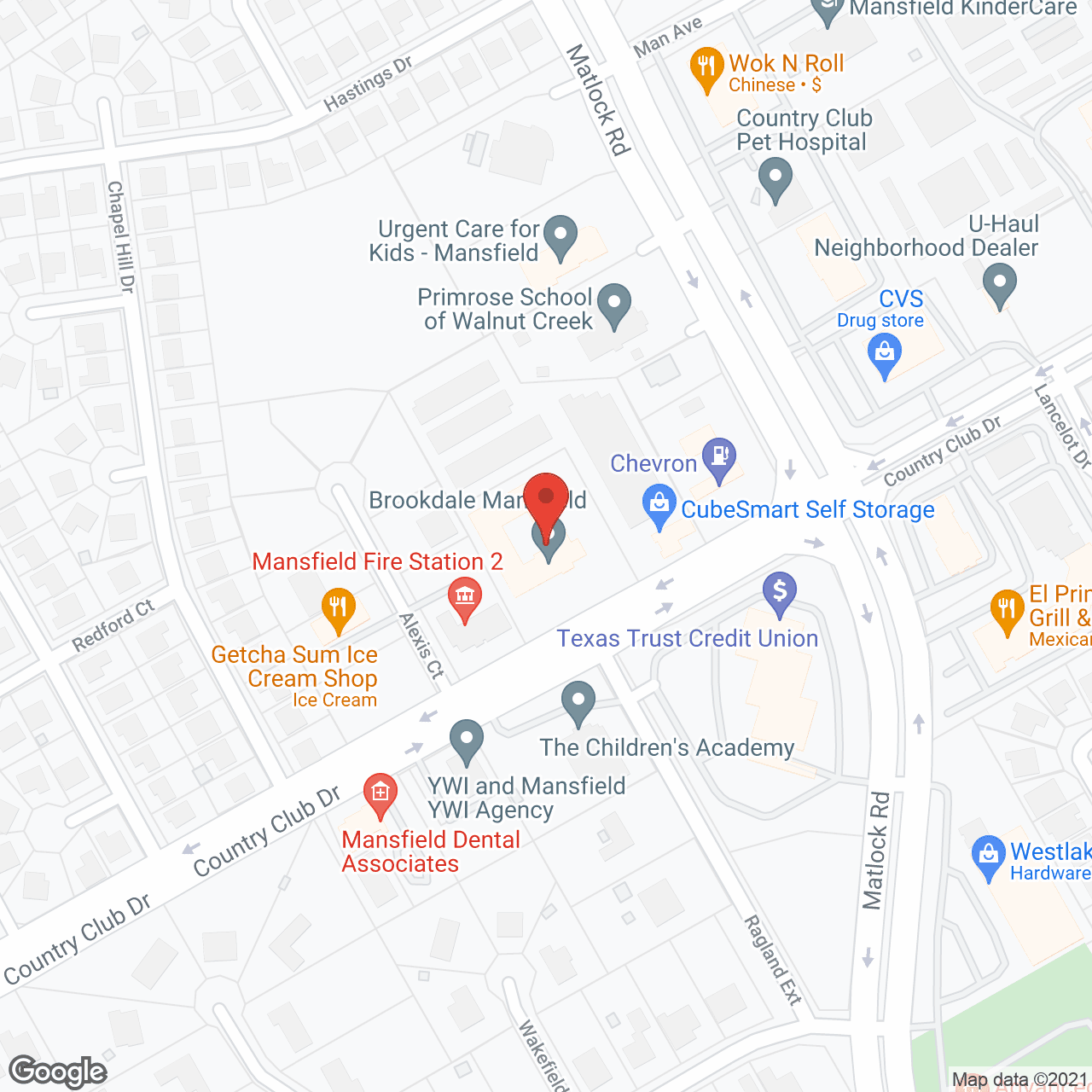 Brookdale Mansfield in google map