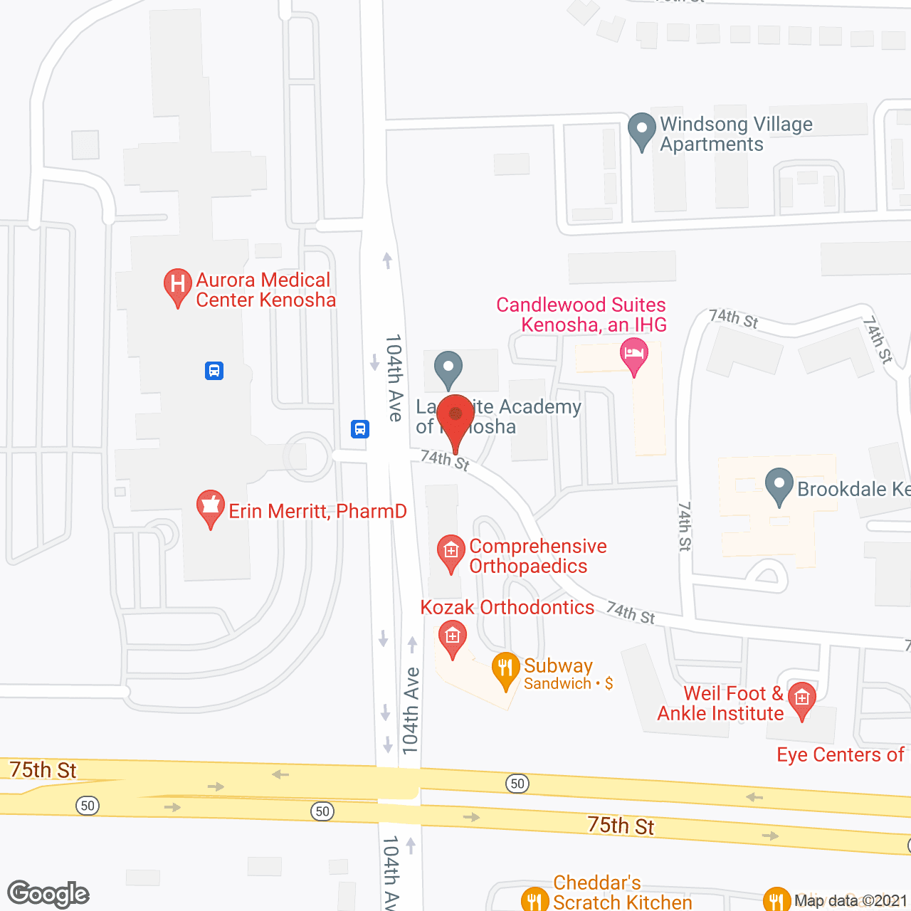 Brookdale Kenosha in google map
