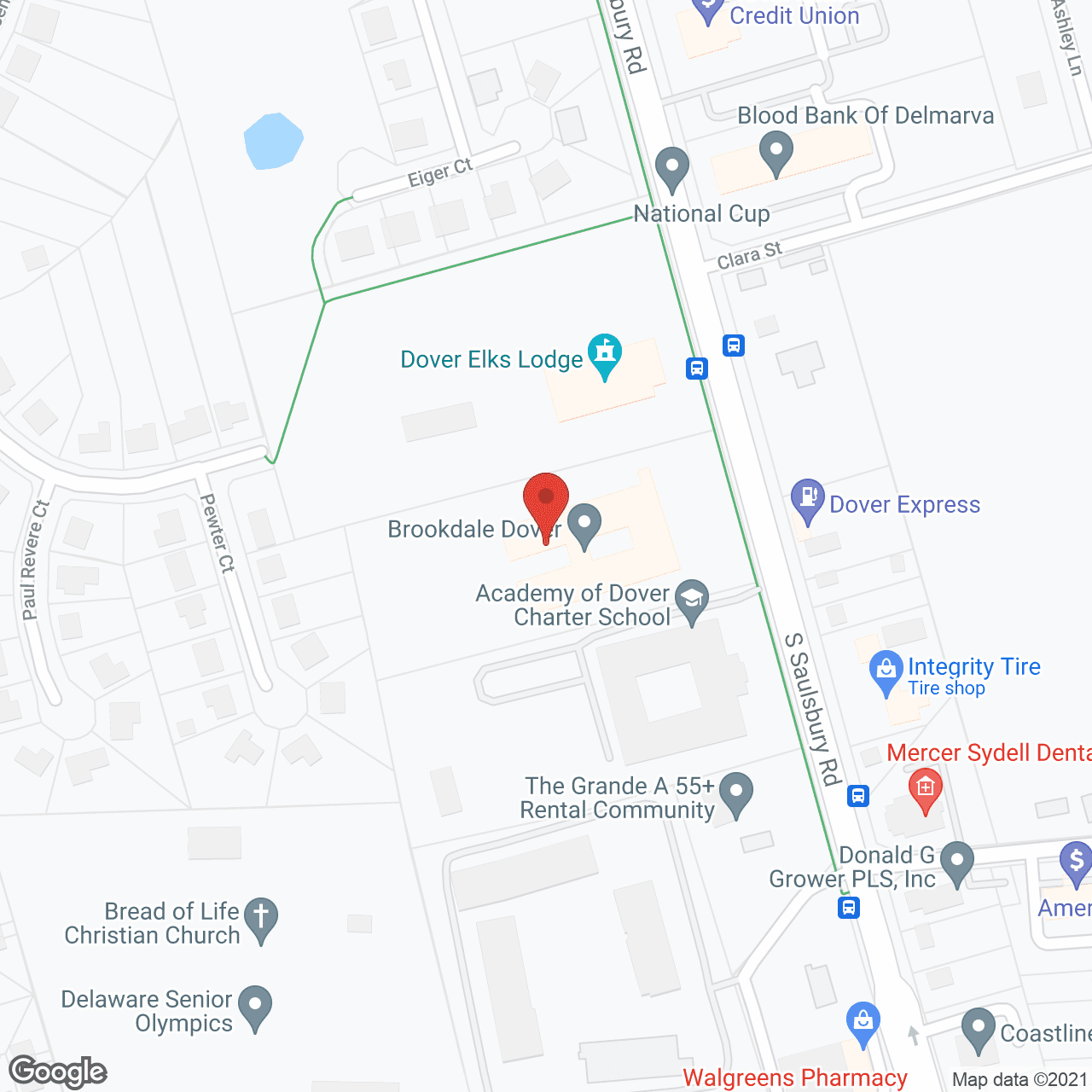 Brookdale Dover in google map
