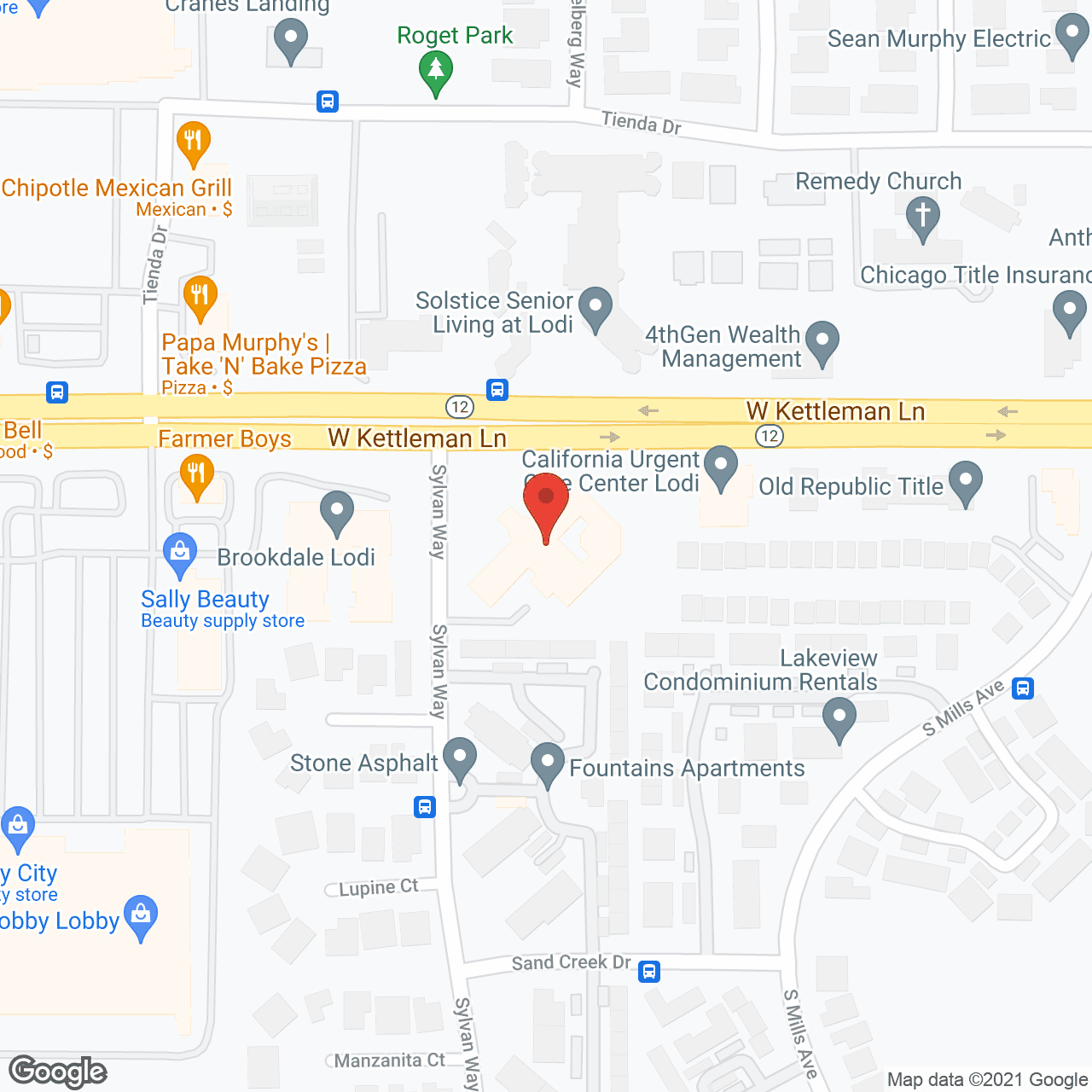 Brookdale Kettleman Lane in google map