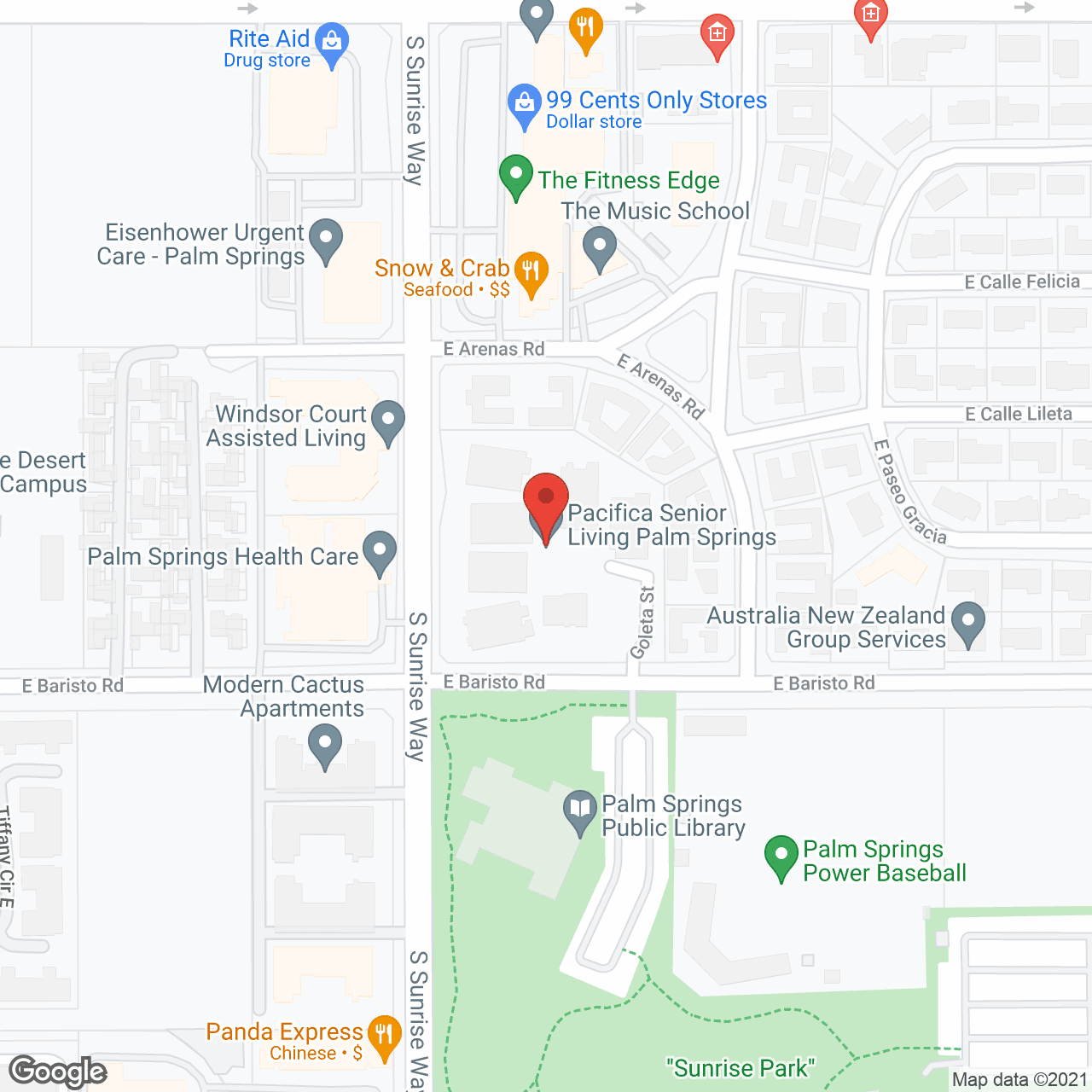 Cottages at Palm Springs in google map