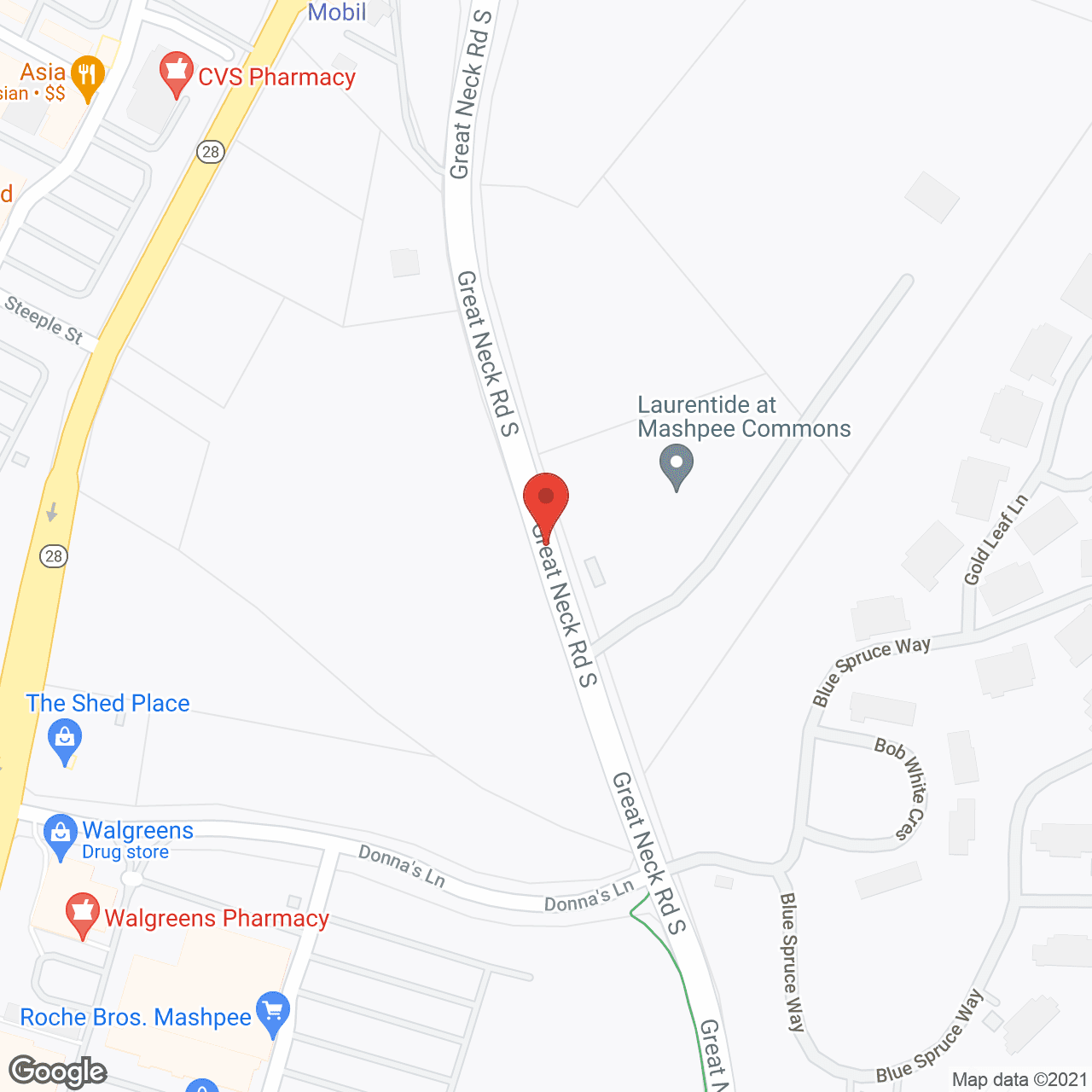 Laurentide at Mashpee Commons in google map