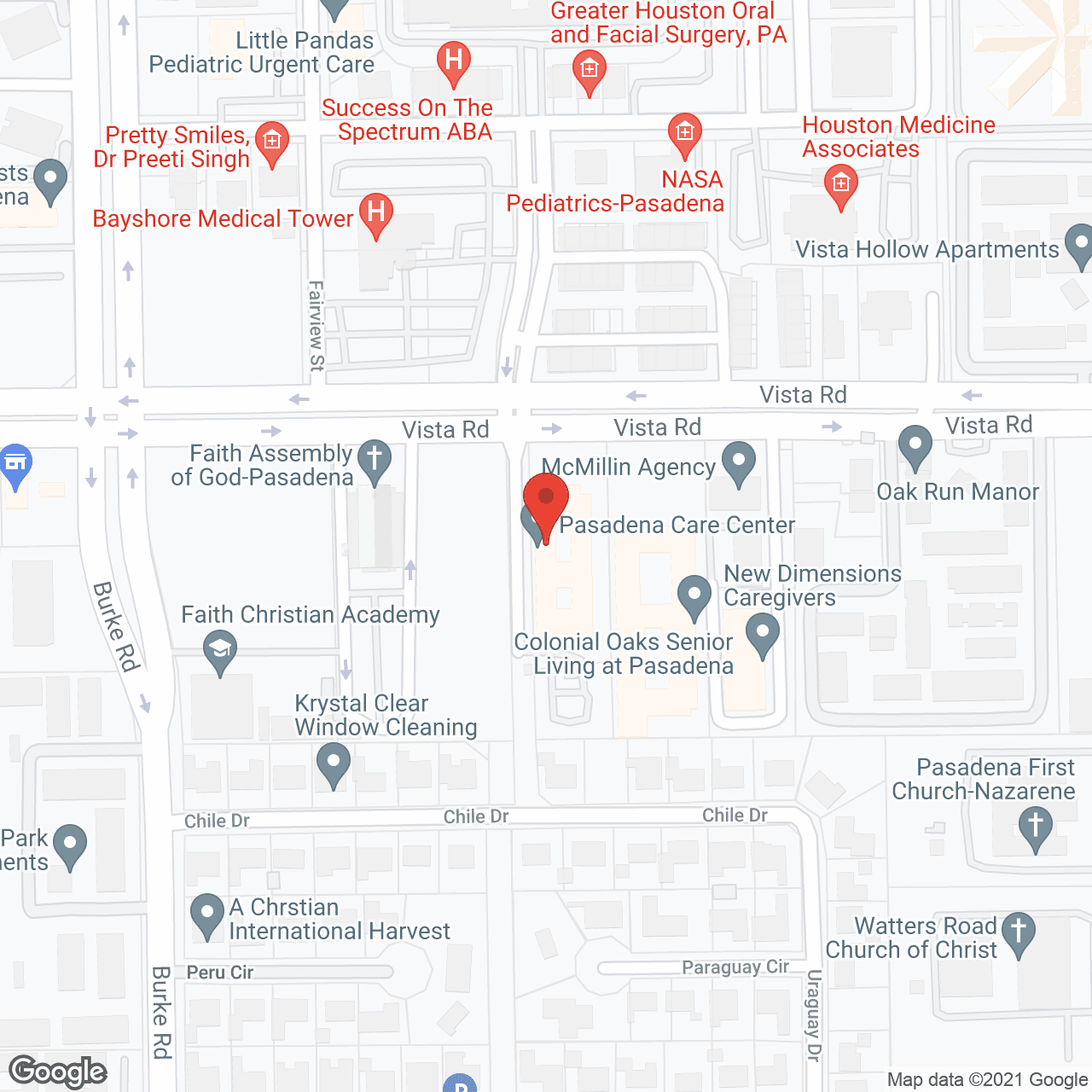 Pasadena Care Center in google map