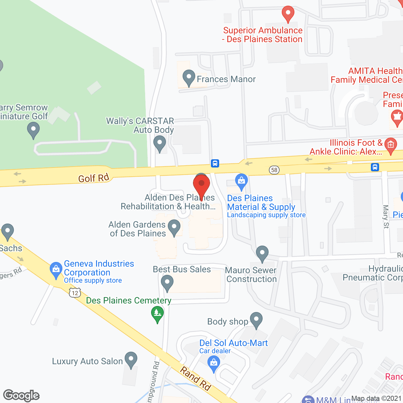 Alden Des Plaines in google map