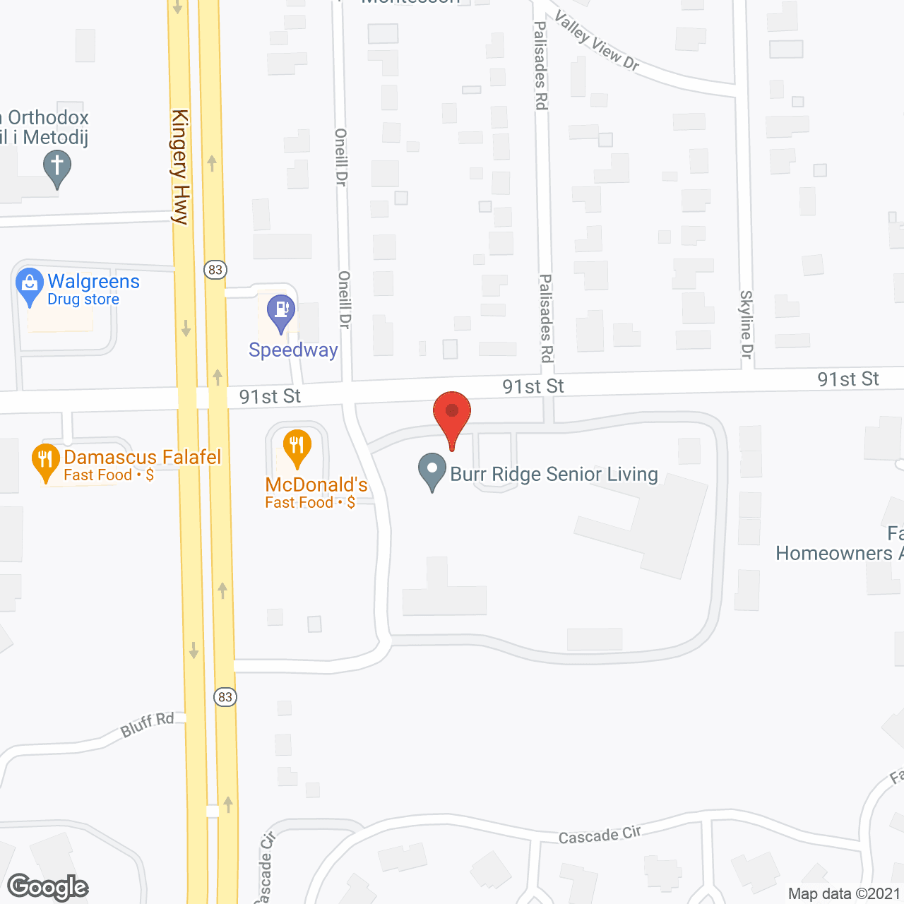 Burr Ridge Senior Living in google map