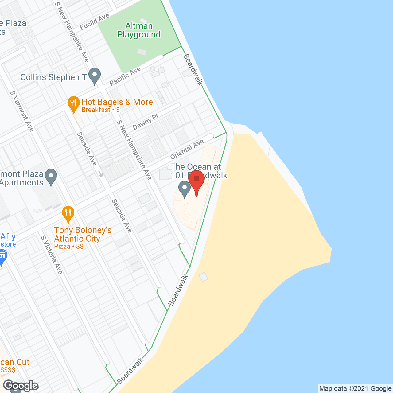 The Ocean at 101 Boardwalk in google map