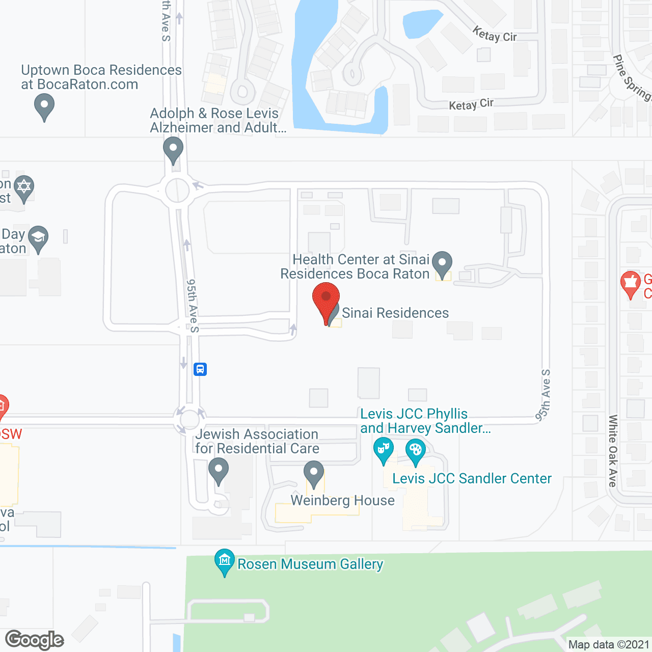 Toby and Leon Cooperman Sinai Residences Boca Raton, a CCRC in google map