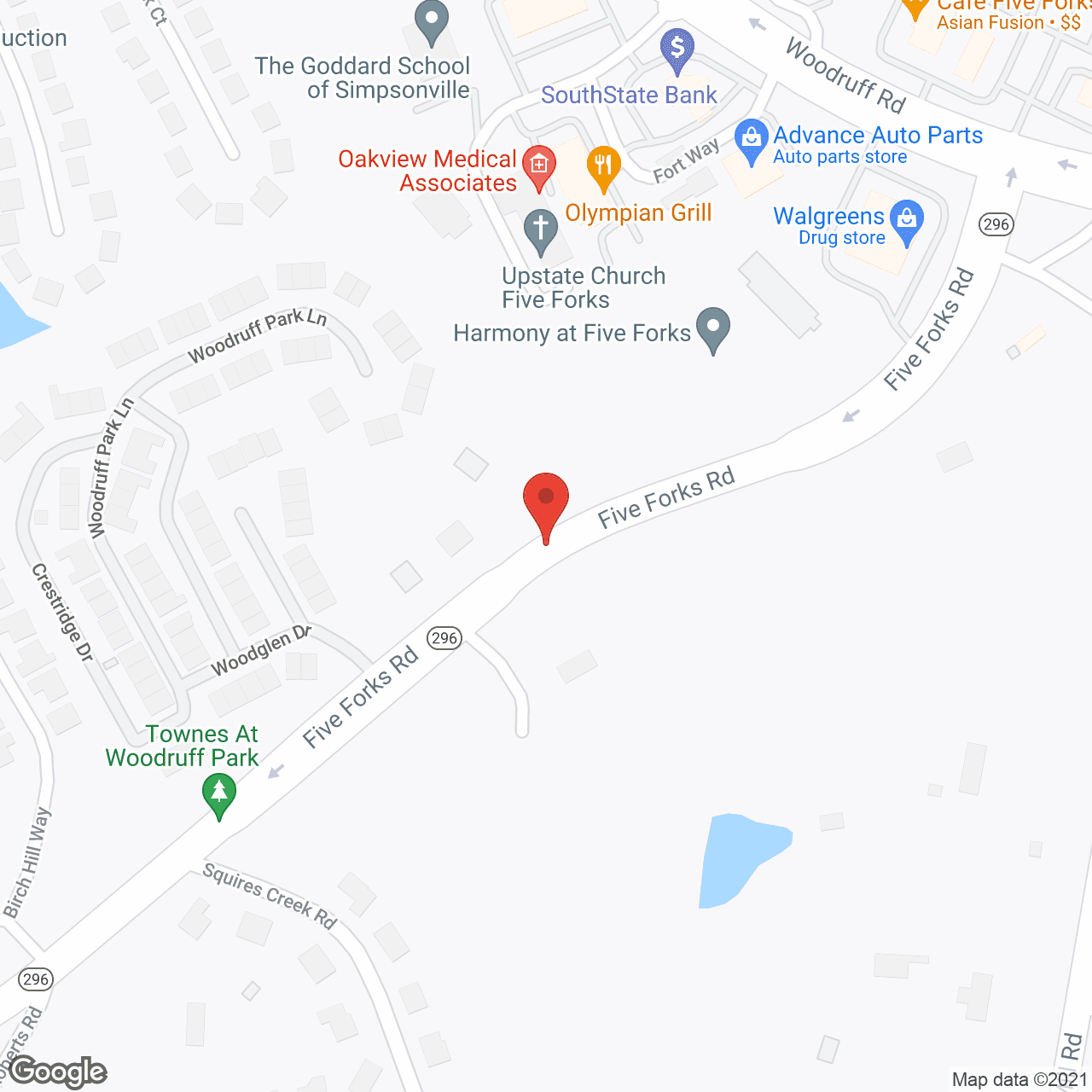 Harmony at Five Forks in google map