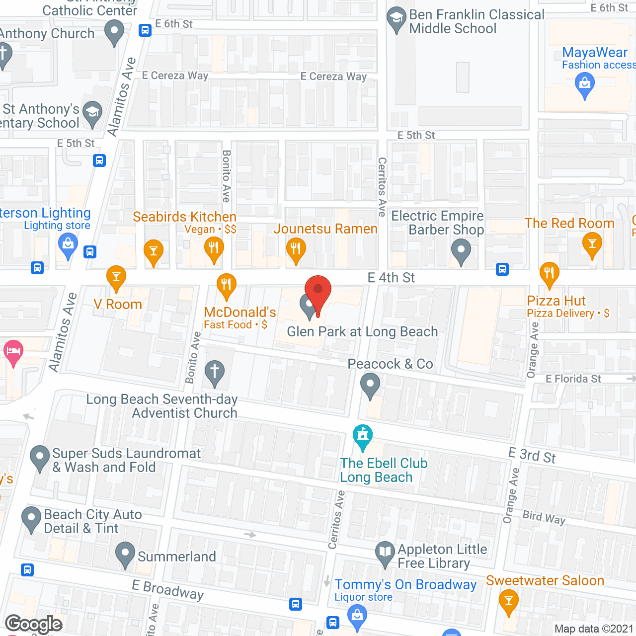 Glen Park at Long Beach in google map