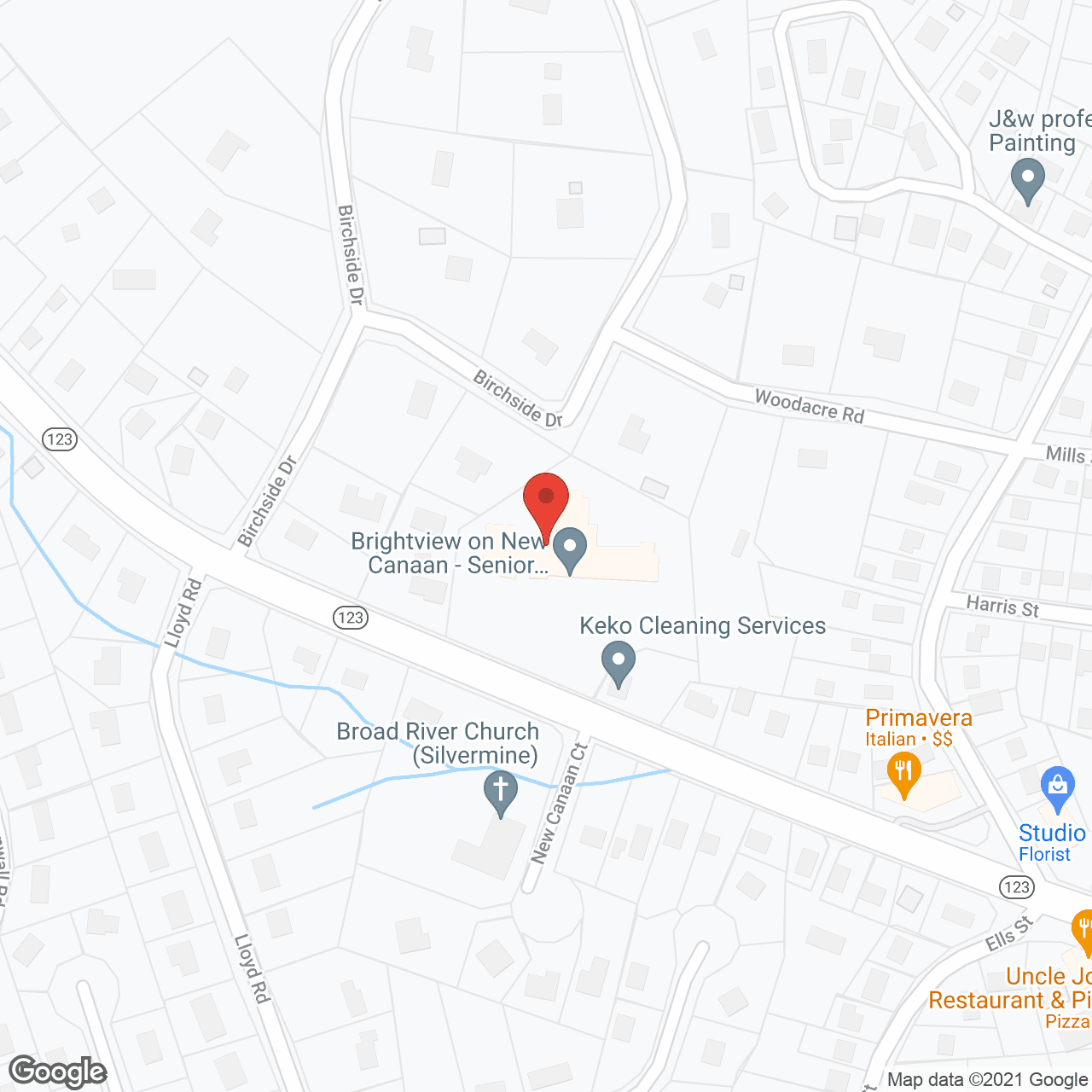 Brightview on New Canaan in google map