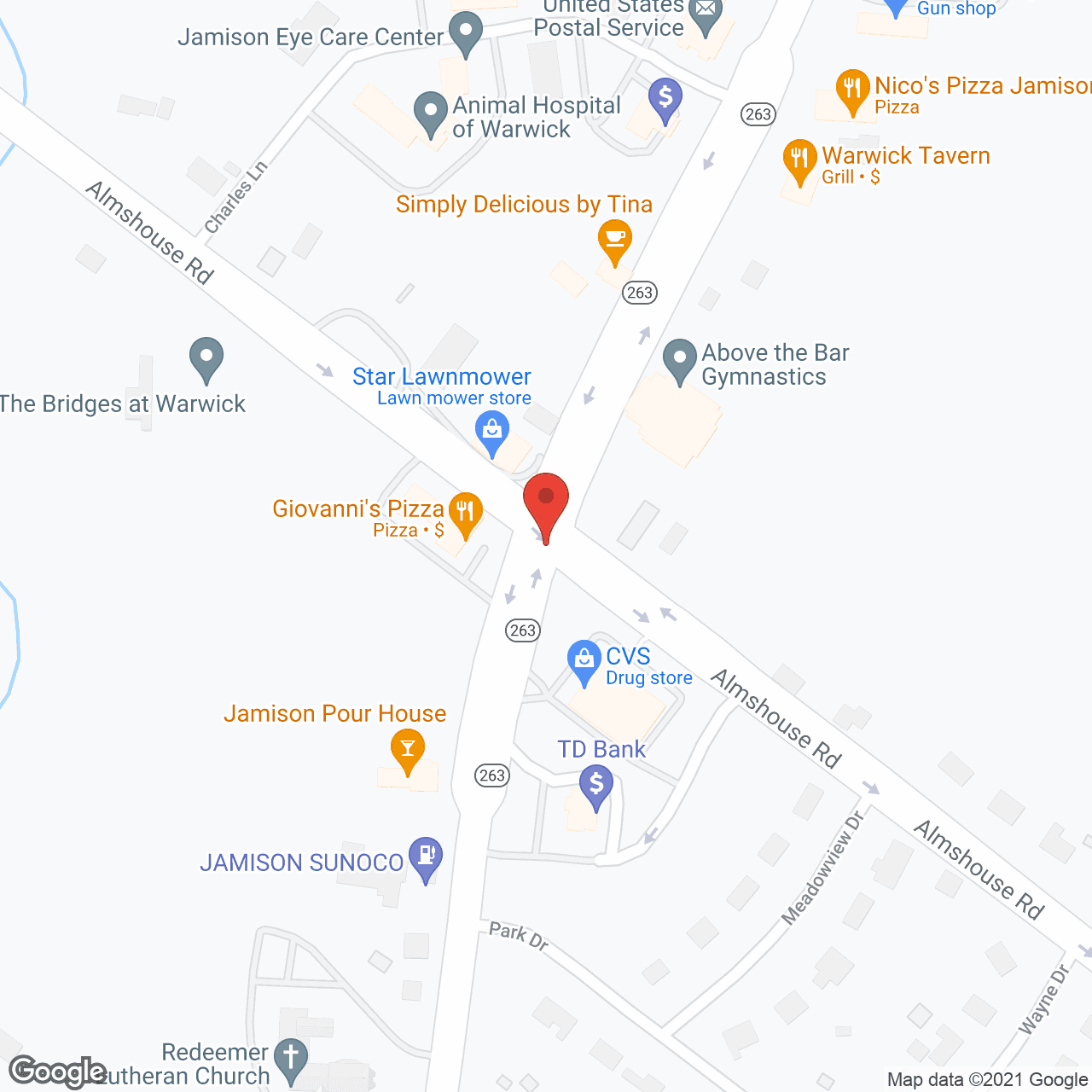 Bridges of Warwick in google map