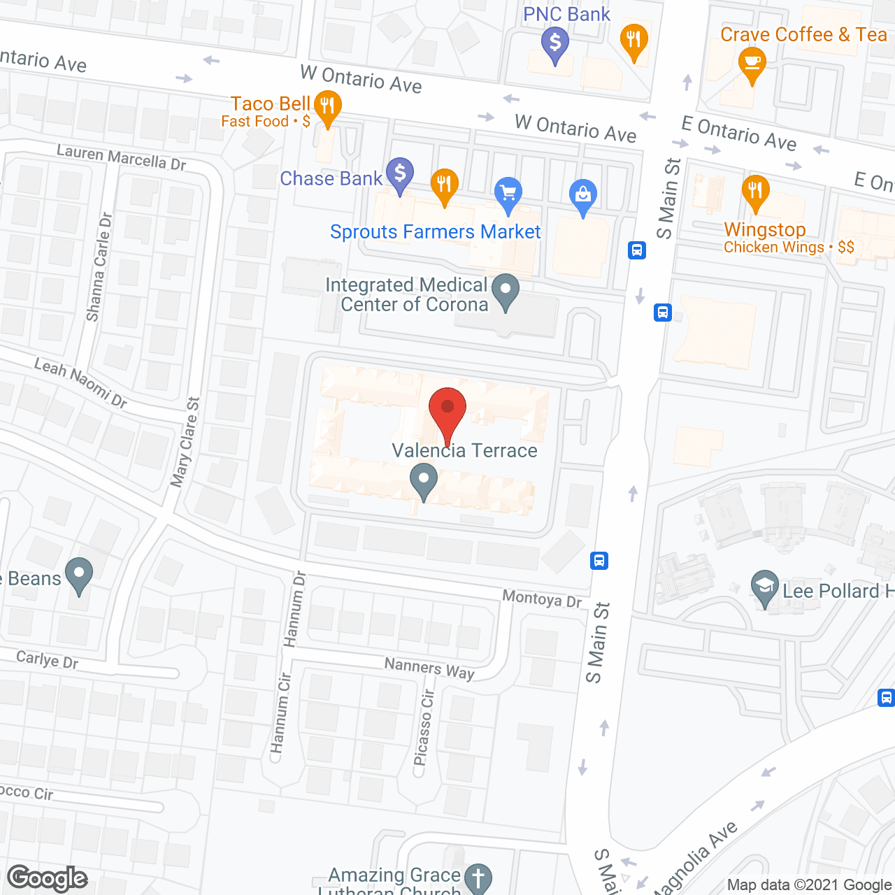 Valencia Terrace in google map