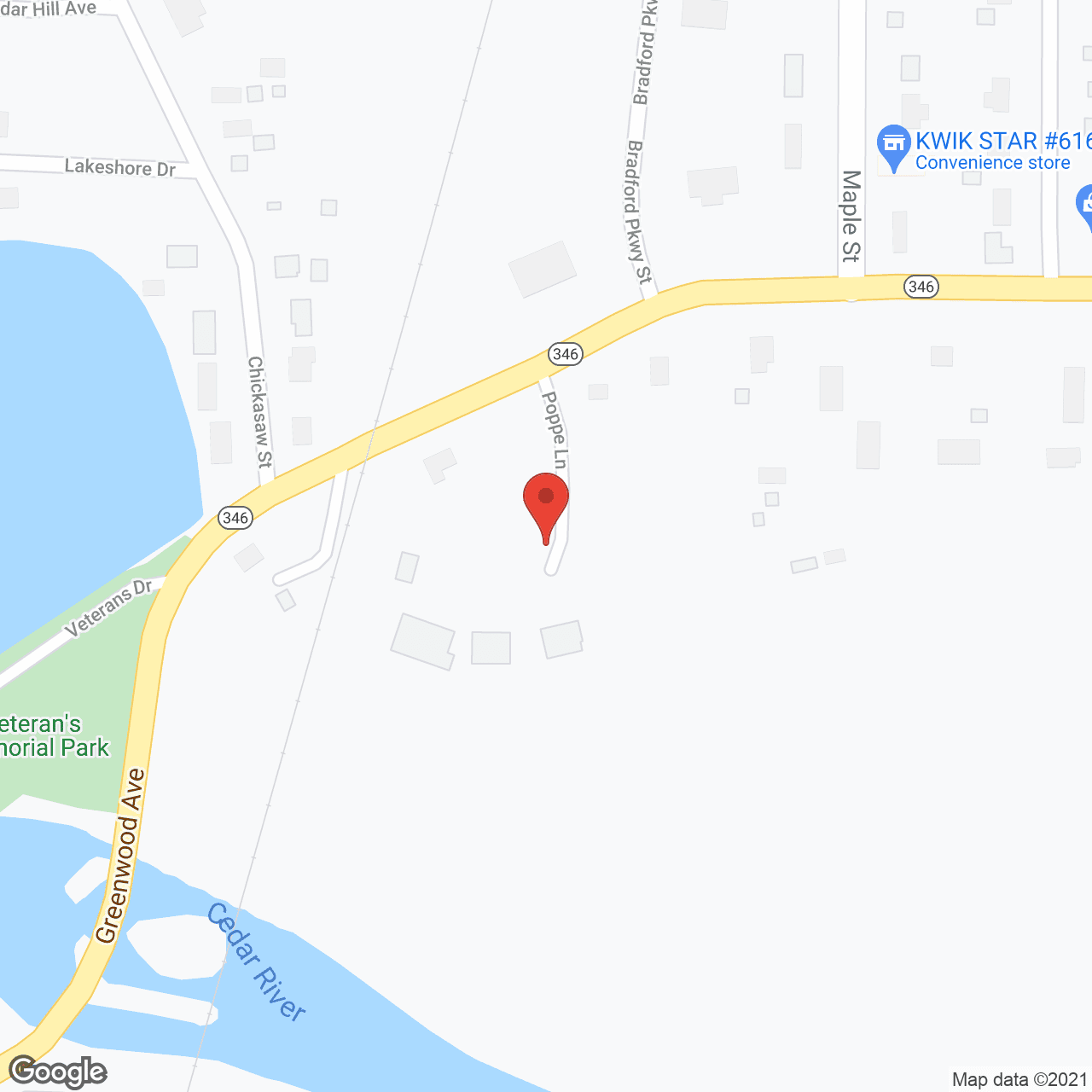 Cedar Vale in google map