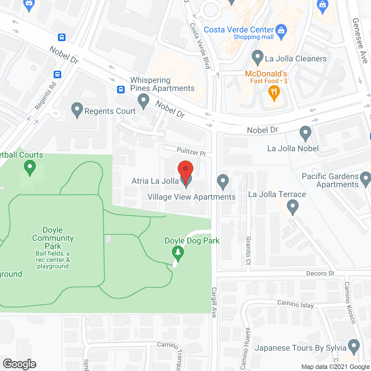 Atria La Jolla in google map