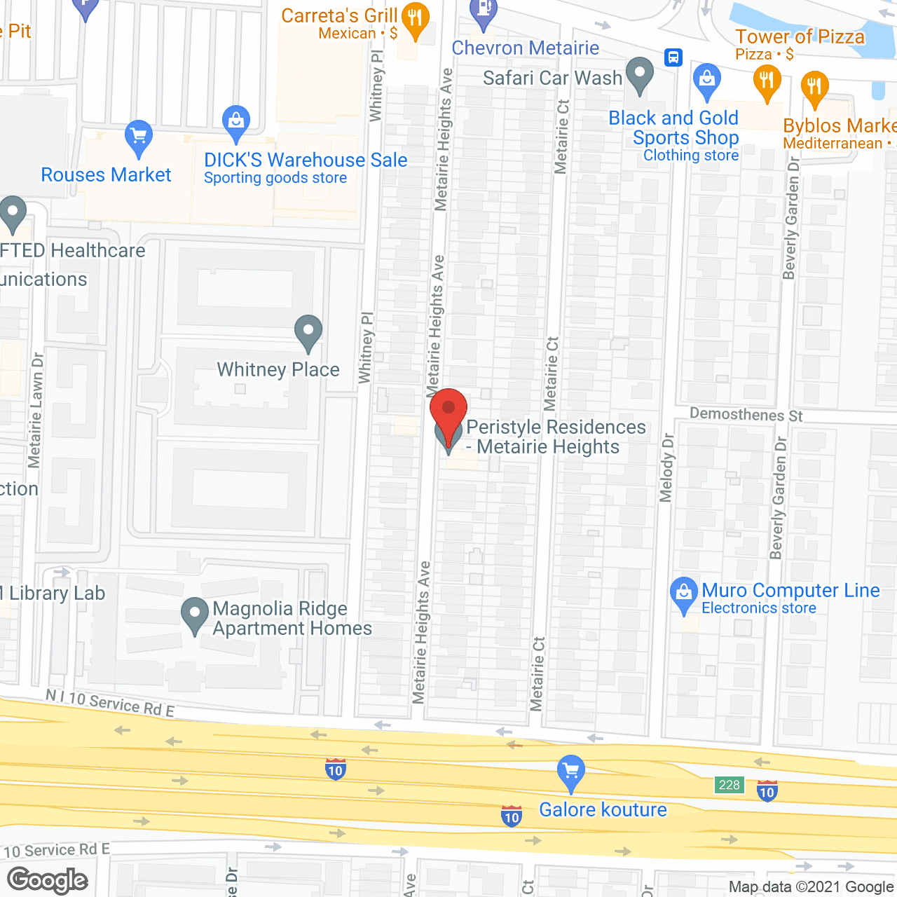 Metairie Heights in google map
