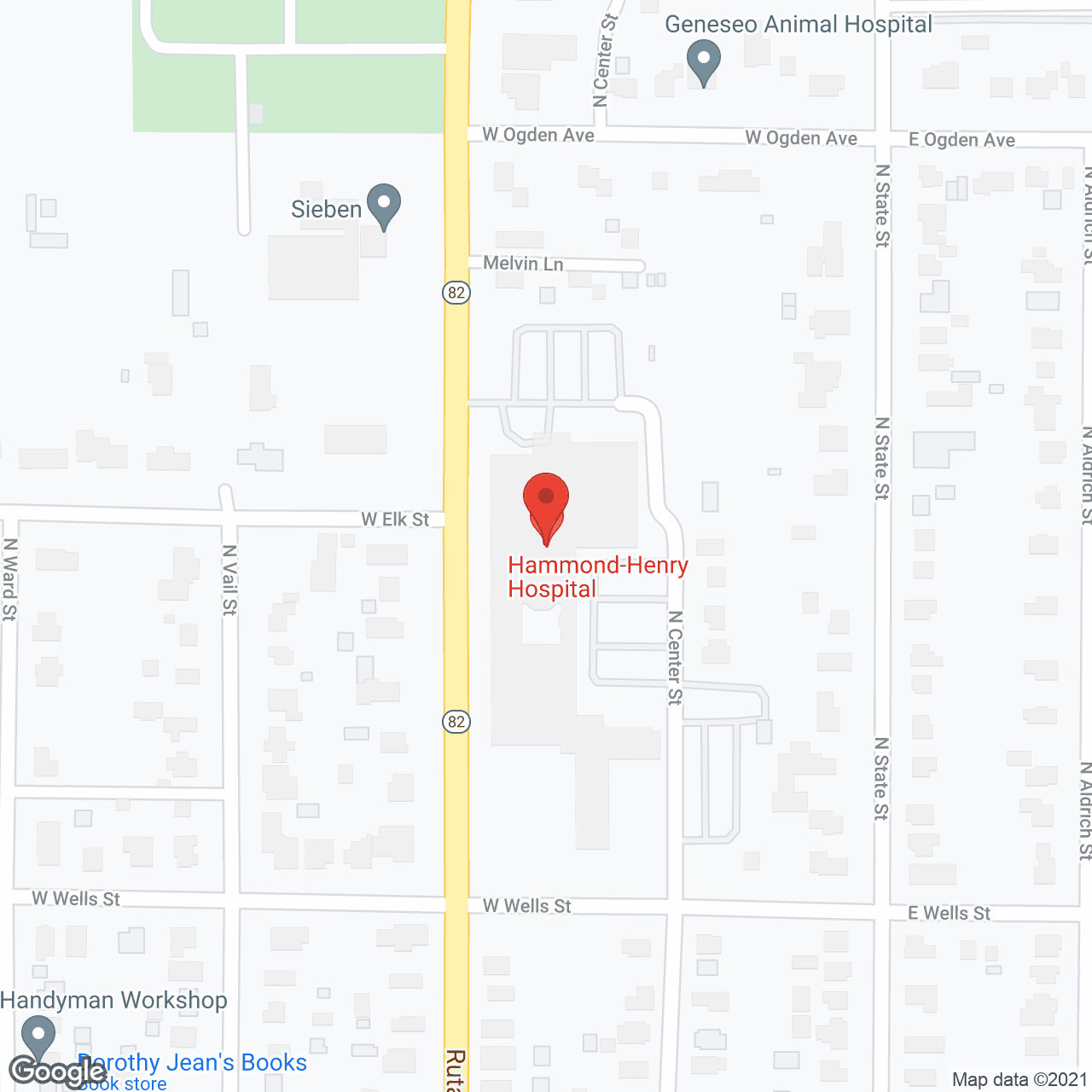 Hammond-Henry Hospital Circle in google map