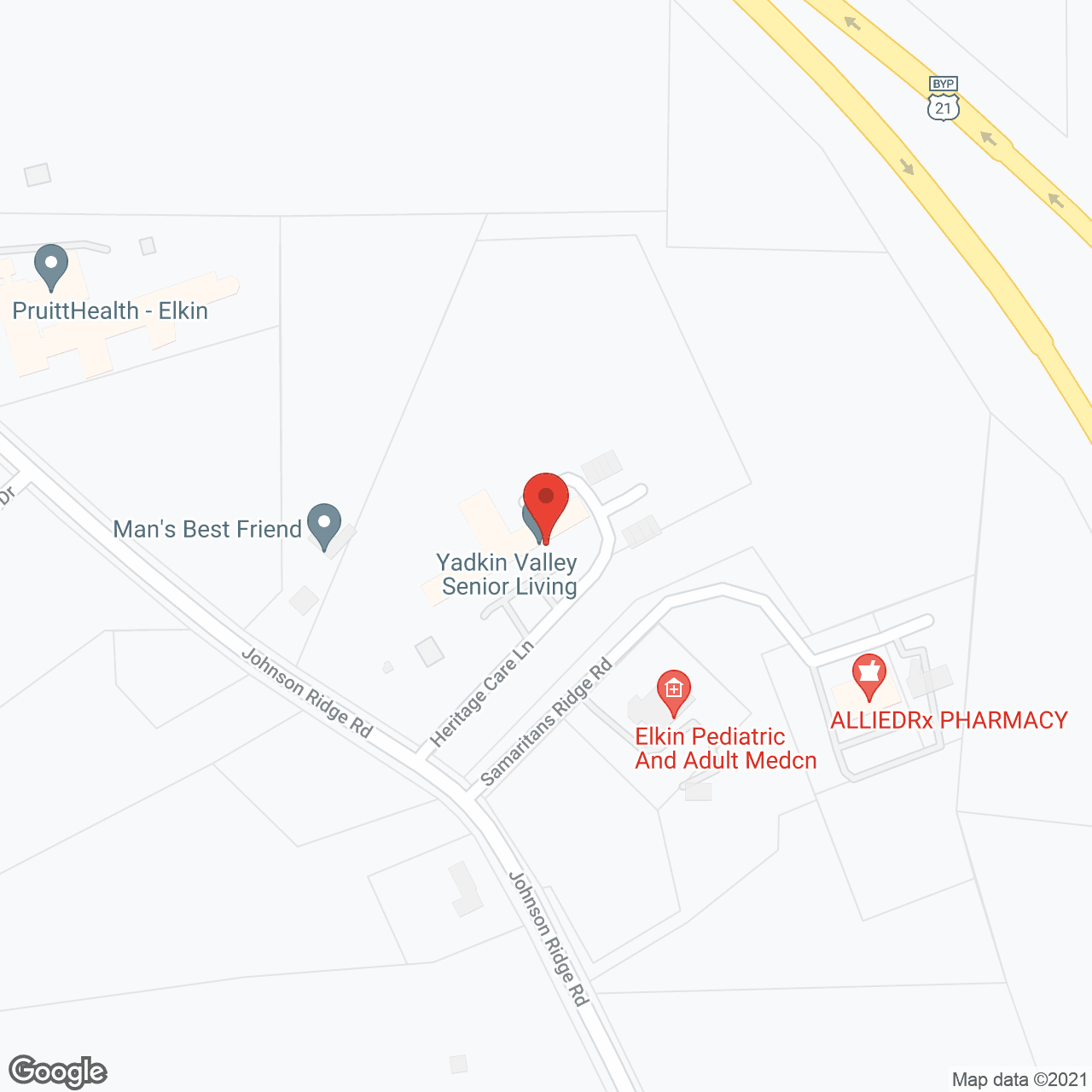 Yadkin Valley Senior Living in google map